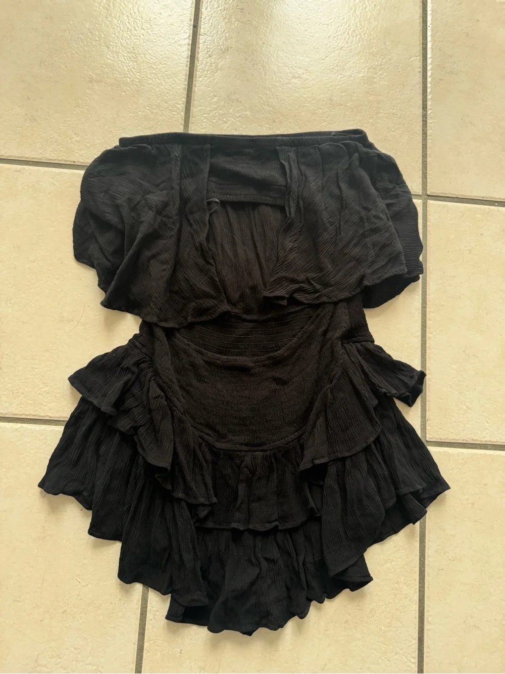 Black ruffle romper